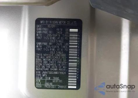 2021 Nissan Rogue Platinum Intelligent Awd из США, поврежденный, VIN JN8AT3DD3MW318924